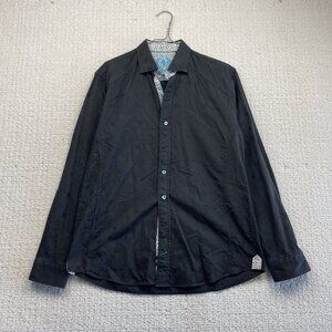 Au Noir Shirt Men 3 Black  Abstract Polka Dots Long Sleeve Button Down Flip Cuff